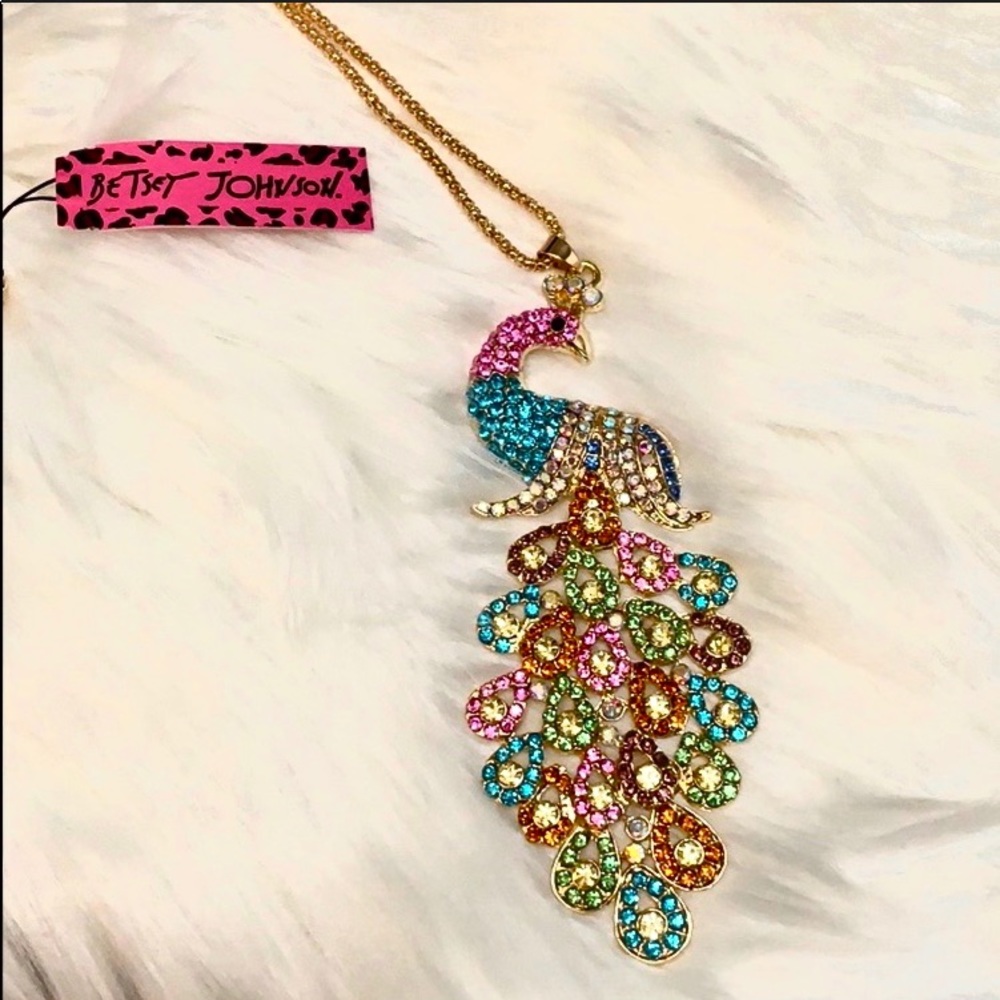 NEW! Peacock Pendant And Chain By Betsey Johnson